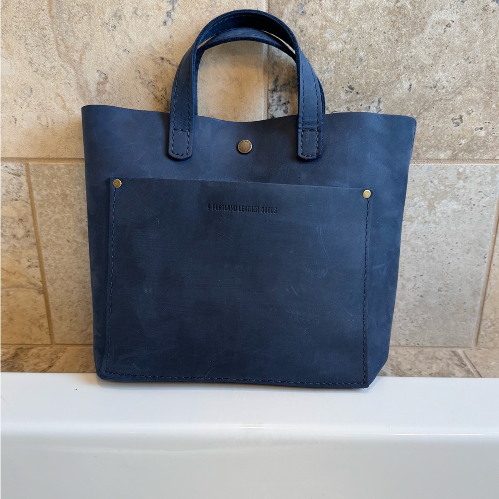 Portland Leather Mini Tote Crossbody in Deep Water